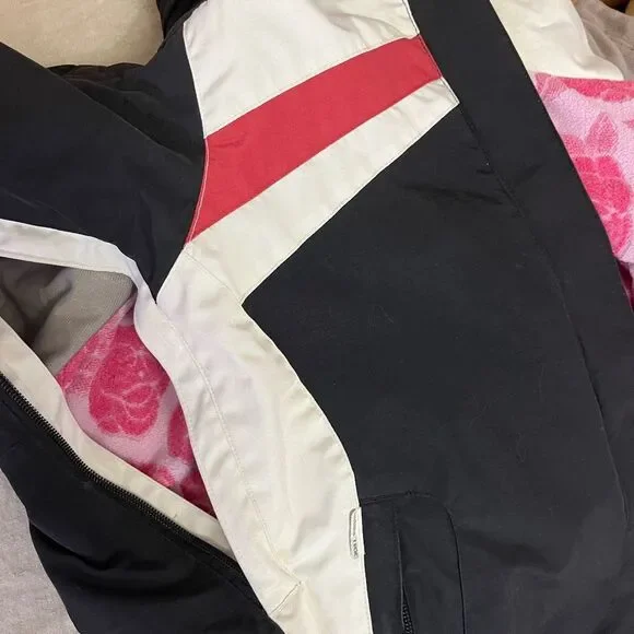 Columbia Black w/ Red & White Stripe Ski Jacket Size S - Picture 7 of 9